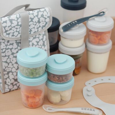 Pack premiers repas (12 portions + 2 cuillères) Bleu/Gris