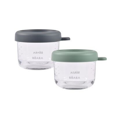 Set van 2 glazen portiepotten 150 ml MINERAL / SAGE GREEN