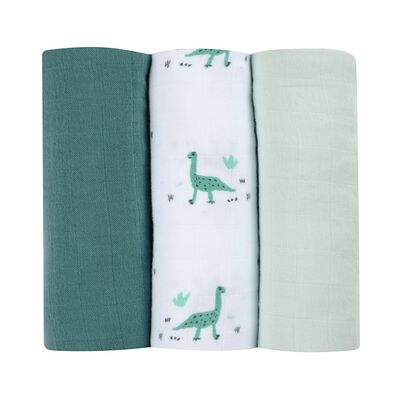 Set of 3 cotton muslins jurassic