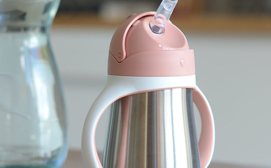 Tazza inox cannuccia 250 ml rosa