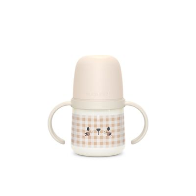 Phosphoreszierende Babyflasche mit Henkeln und Schnabel aus Silikon Night&Day +6m. Rabbit