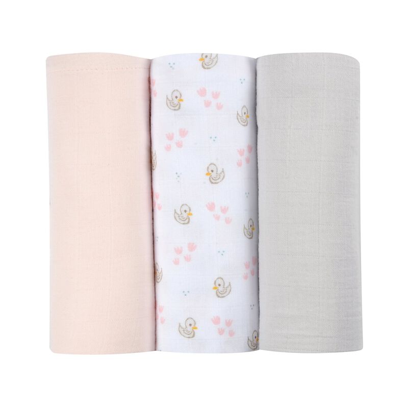 Set of 3 cotton muslins swans