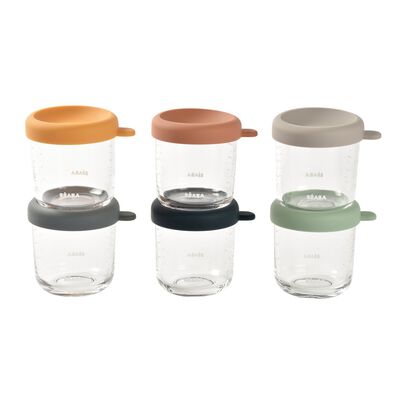 6er Set Portionsbehälter für Beikost, aus Glas 250ml