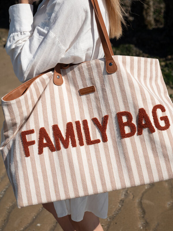 Family Bag Sac à Langer  - Rayures - Nude/Terracotta