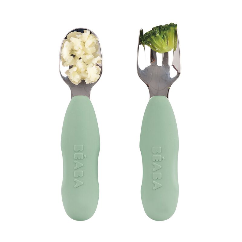 Lot 2 pré-couverts d'apprentissage Inox Vert sauge