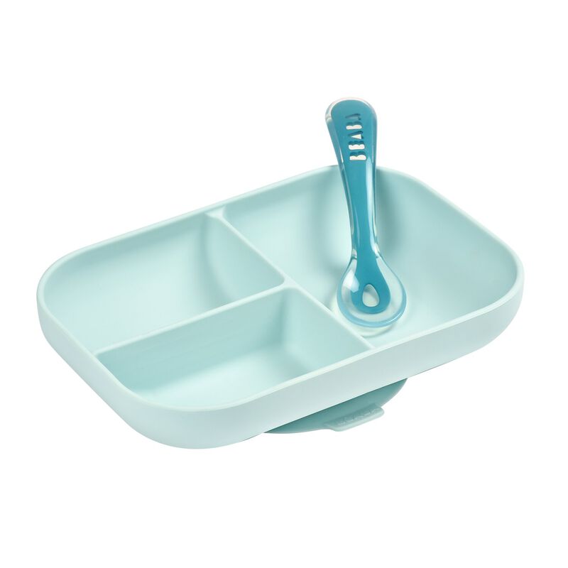 Set pappa con comparti in silicone (2 pz) blu