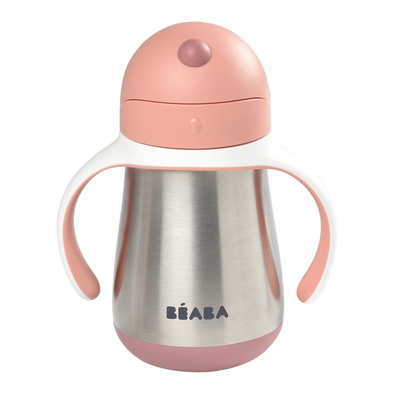 Tazza inox cannuccia 250 ml rosa