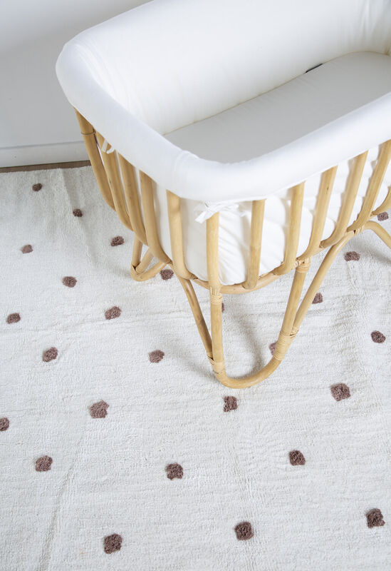 Rattan cradle rectangular + cover offwhite 