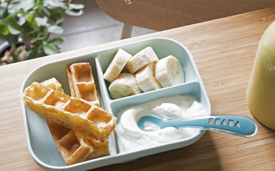 Set pappa con comparti in silicone (2 pz) blu 