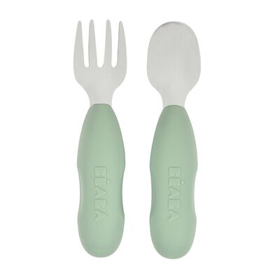 Lot 2 pré-couverts d'apprentissage  Inox Vert sauge