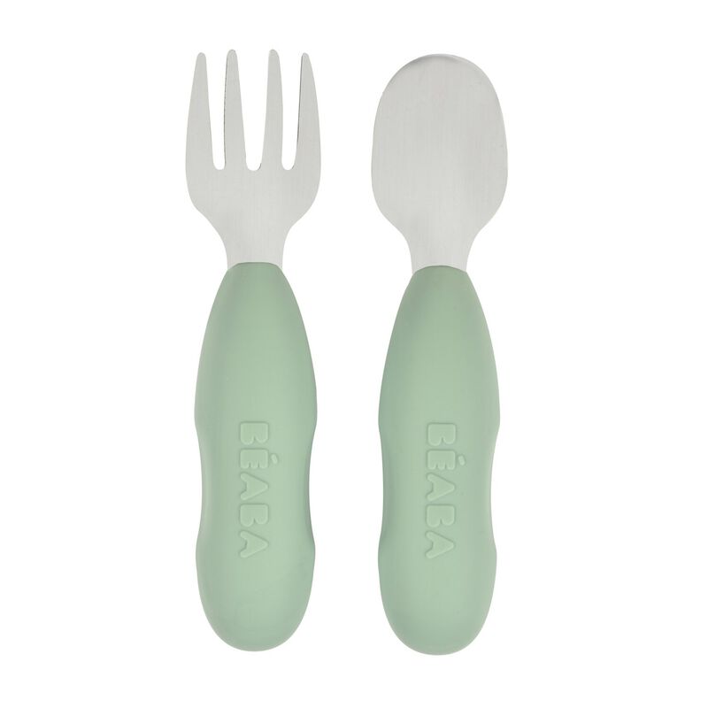 Lot 2 pré-couverts d'apprentissage Inox Vert sauge